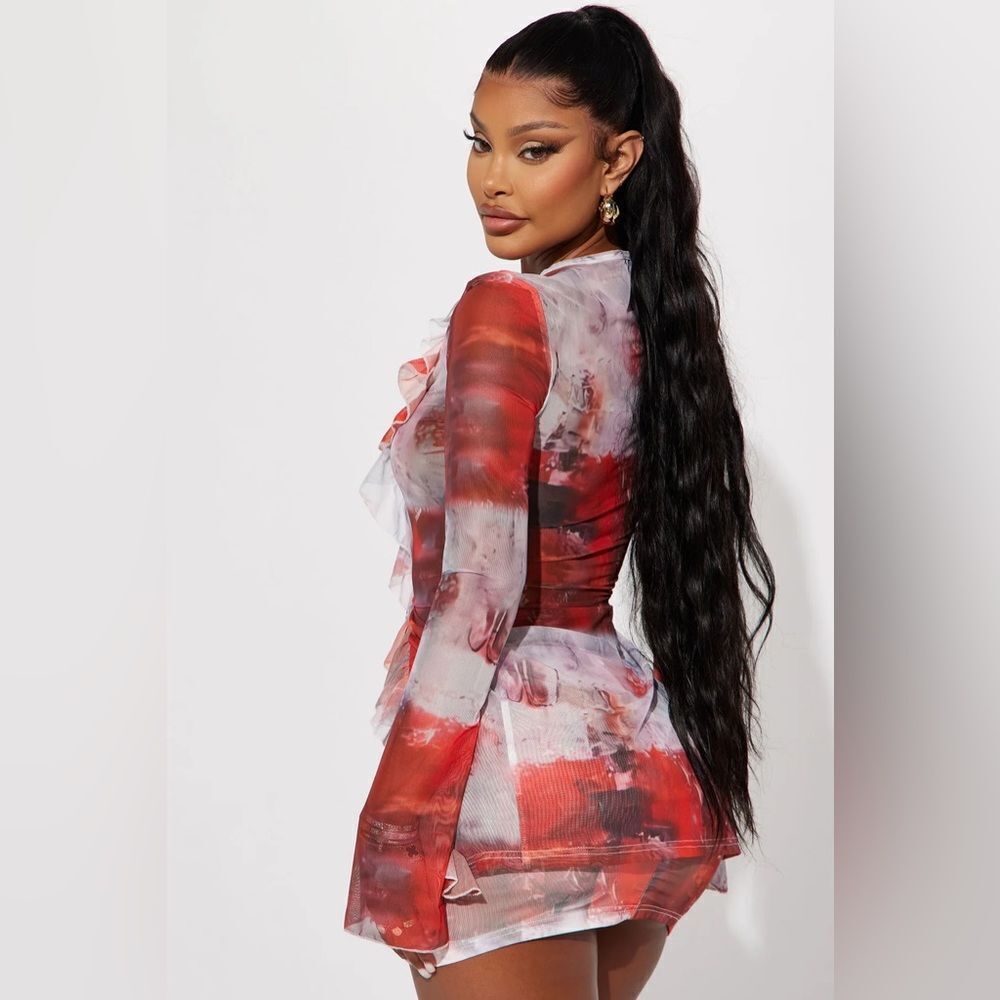 Got A Crush Mesh Skirt Set - Red/combo - Picture 2 of 3
